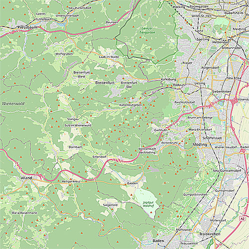 Karte der Region Wienerwald